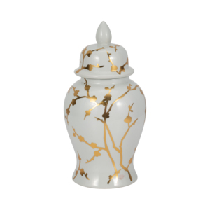 Vaso Decorativo in Ceramica con Motivo a Fiori di Ciliegio per Soggiorno, Camera da Letto, Ingresso e Ufficio - Product Image 1