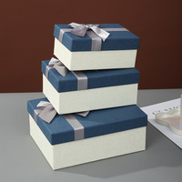Coffret Cadeau Bleu de Luxe Premium avec Ruban Décoratif et Nœud, Contenants d'Emballage Cadeau Empilables Multi-Tailles