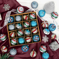 Nouvelles décorations de Noël personnalisées transfrontalières pour la maison, boules de Noël en plastique peintes de 8 cm, ornements suspendus pour fêtes, lot de 6 boîtes