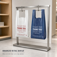 Sacs en polyéthylène haute densité (HDPE) blancs personnalisés OEM avec inscription « Merci » et « Bonne journée », réutilisables et recyclables, pour la livraison de repas à emporter