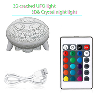 Base de Luz Nocturna LED 3D con Forma de OVNI para Pantalla Acrílica, Lámina de Resina de Cristal, Arte Decorativo RGB, 16 Colores, Alimentación por 3 Pilas AA