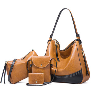 Bolso de Mano Simple con Bloques de Color, Moderno y a la Moda, de Gran Capacidad, Juego de Cuatro Piezas, Nuevo Estilo, Bolso de Hombro, Bolso Bandolera - Product Image 5