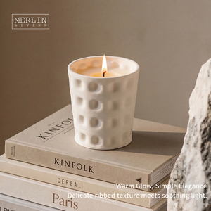 Merlin Living Minimalist Ceramic <strong>Candle</strong> <strong>Holder</strong> Cylinder Ceramic Home Decor Custom <strong>Candle</strong> Jars Chaozhou Ceramic Factory Wholesale - Product Image 4