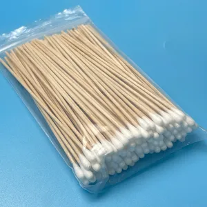CA-006 Water Cleaned Cotton Tip Swab With Wooden Handle 150mm Long For Cleanroom Use