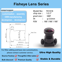 Lensa Fisheye 5MP 1/2.7" 180 Derajat Sudut Ultra Lebar Lensa Kamera Keamanan Panoramik 5MP Lensa CCTV Fisheye Model