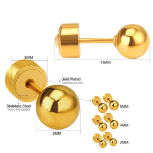 Pendientes de Moda con Forma de Bola, Acero Inoxidable, Diseño Minimalista para Mujer, Venta al Por Mayor - Product Image 4