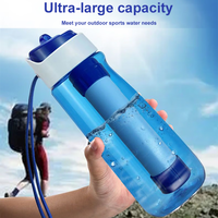 Vente en gros Voyage en plein air Randonnée Sport Portable Réutilisable Boire 650ml Charbon actif Alcaline UF Filtre Bouteille d'eau