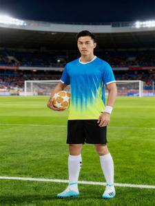 Ensembles d'uniformes de football unisexes de haute qualité 100% polyester à séchage rapide, maillots de football personnalisés, <span class=keywords><strong>origine</strong></span> Chine, été - Product Image 1