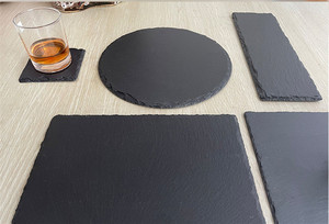 Planches à fromage en <span class=keywords><strong>ardoise</strong></span> Assiettes en pierre noire Napperons Plateau de service gastronomique pour gâteau à la viande Apéritif aux fruits Sushi Assiettes à dîner - Product Image 5