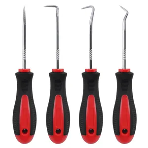 4-Piece Long Hook and Pick Set Magnetic Telescoping Pick-Up Tool Complete Kit for Scraping, Gasket Removal, and Hose Pulling