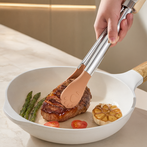 Food Grade Stainless Steel Food <b>Tongs</b> Silicone Non Slip <b>BBQ</b> Steak Baking <b>Tongs</b> - Product Image 3