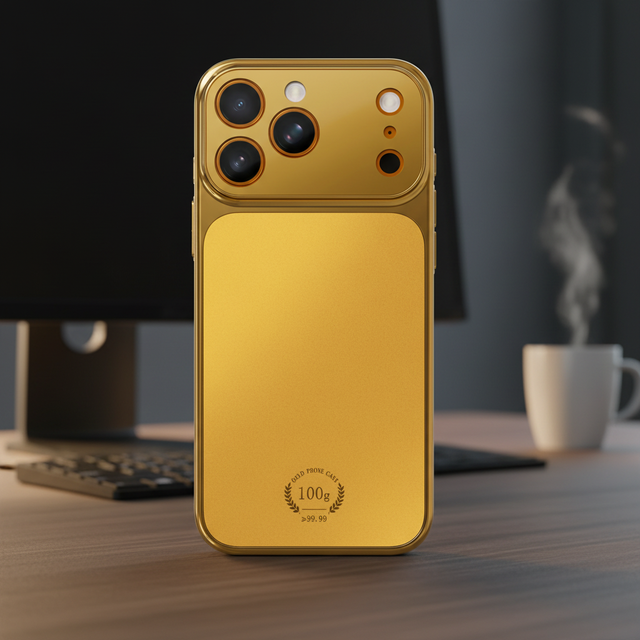 Luxury Gold Magnetic Shockproof Business Phone Case-High-End Niche PC Design for 17/16/15/14/13 Pro Max