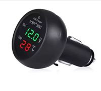 Voltímetro Digital 3 en 1 para Auto, Termómetro, Cargador USB 12V 24V, Pantalla LED, Monitor de Batería, Medidor de Voltaje, Enchufe para Encendedor de Cigarrillos