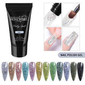 HONEY GIRL Vente en Gros Acrygel Pailleté de Couleur Étiquette Privée Gel UV <span class=keywords><strong>Constructeur</strong></span> Vernis Gel Extension Ongles Acryliques Poly Gel Gel Solide Doux - Product Image 2