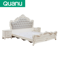 Lit super grand avec rangement de style français 121513, ensemble de chambre à coucher royale de style français