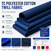 Tissu d'uniforme scolaire tissé TC en polyester et coton pour uniformes scolaires, chemises, sacs