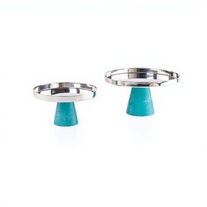 Attractive Design Round Shape Cake Stand Stainless Steel Cake <b>Sweets</b> Serving Stand With Resin Base In Bulk - Product Image 1