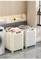 Chariot pliable en plastique de différentes capacités, au design moderne, pour la maison, la salle de bain, les vêtements sales, panier de rangement pliable sale de grande capacité