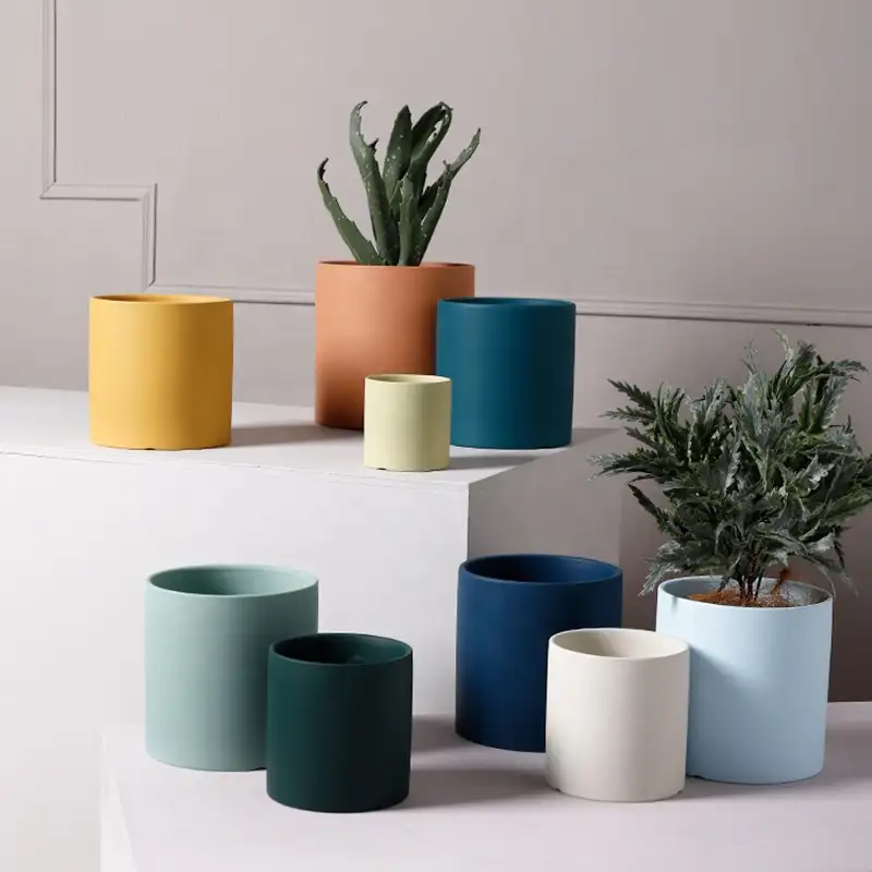 Vasos de plantas nórdicos para decoração de jardim, vasos de plantas coloridos de cerâmica