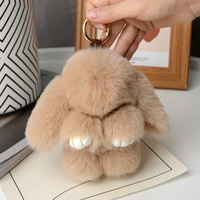 Pendentif Lapin en Peluche Fait Main Adorable, Décoration de Sac, Accessoire en Peluche, Porte-clés en Fausse Fourrure de Lapin Rex pour Voiture