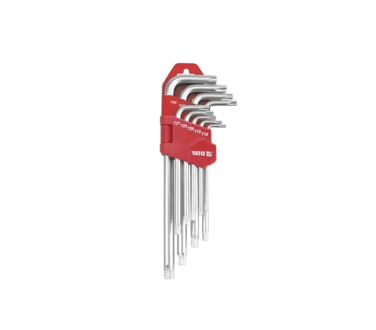 YATO YT-0512 ชุดกุญแจ TORX 9 ชิ้น T10-T50 ยาวขายส่ง CR-V HEX KEY เครื่องมือมือ HEX & TORX KEY & ชุด