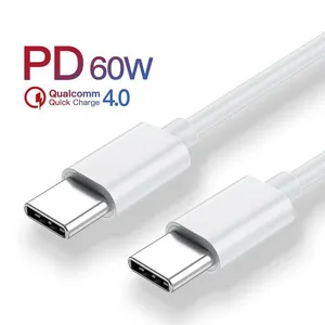 Cabo de dados de carregamento rápido USB C para tipo C de material TPE de alta qualidade 60 W PD de fábrica para Xiaomi