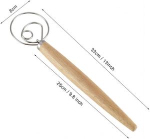 Danish Dough Whisk <b>Bread</b> Whisk Hook Stainless Steel & Wood Eco-Friendly Hand <b>Mixer</b> Egg Tools for Kitchenware - Product Image 3