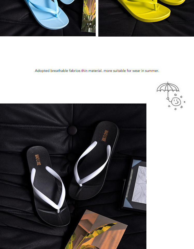 New Solid Color Slippers Women Flip-flops Outside Soft Sole Beach Flipflops Wholesale