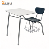 Ensemble Chaise et Bureau Modernes pour Salle de Classe, avec Tiroir de Rangement Intégré, Empilable, pour Collège et Salle de Sport, Mobilier Commercial en Acier