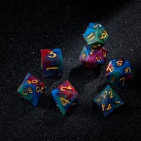 Dés en résine à noyau liquide à bords tranchants, blancs et noirs brillants, pour jeux de rôle RPG, ensemble de dés DND