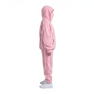 Chándal con Capucha para Hombre con Logotipo Personalizado, Cierre Completo, Algodón Sólido, Estilo Casual Urbano, Ribete Reflectante, Bolsillos Laterales, Ropa de Otoño - Product Image 2