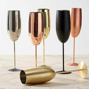 Elegant 250ML Stainless Steel for <strong>Champagne</strong> <strong>Flutes</strong> Rose Gold Long Stem Wine Glasses for Wedding Parties Factory Wholesale Metal - Product Image 1