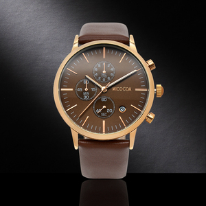 Usine Prix de Gros De Luxe D'affaires Hommes Montres Boîtier En Alliage Or Montre-Bracelet 3ATM résistant à L'eau Véritable En Cuir Chronographe - Product Image 4