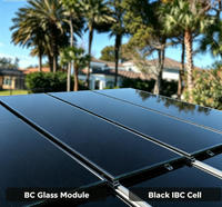 Panneau solaire IBC à contact arrière, module photovoltaïque monocristallin, panneau solaire en verre noir intégral pour toiture résidentielle, camping-car, solaire hors réseau