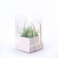 INUNION Modedesign tragbare quadratische PVC-blumenbox mit Kartonunterbau und Halter für Blumenarrangement