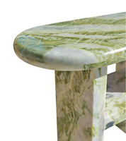 Table d'appoint ovale en marbre vert naturel poli, imperméable, avec veinage unique, pour chambre à coucher, salon, villa