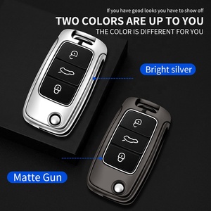 Vente en gros de coques de clés de <span class=keywords><strong>voiture</strong></span> en métal gris, accessoires haut de gamme pour voitures - Product Image 2