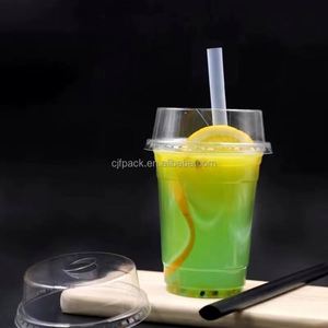 Factory Custom <b>Plastic</b> Clear Disposable PET <b>Cups</b> High Lids 98mm Diameter Tea Coffee Juice Soda Silk Screen Printed Custom Logo - Product Image 1