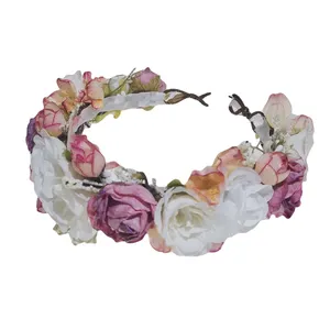 Spiaggia Photography Flower copricapo Boho floreale Hairband donna bohémien Flower cerchietto festival accessori per capelli per feste