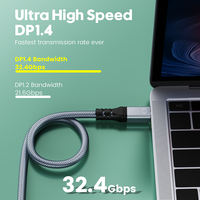 Câble tressé haute vitesse Mini DP mâle vers DP mâle 8K 1.4, compatible 8K 60Hz pour MacBook Pro et moniteurs de jeu