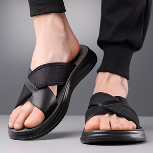 Men's Breathable <b>Slide</b> Sandals Black Casual Outdoor Beach Shoes <b>Slip</b>-On Youth Style - Product Image 3