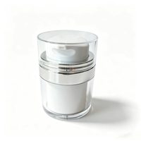 Pot à crème sans air en acrylique, extérieur argenté électroplaqué, à pression directe, vide, pour cosmétiques, crème visage, lotion, soins de la peau, personnalisable