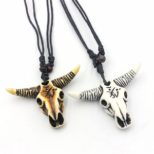 Bijoux rétro Style <span class=keywords><strong>Tribal</strong></span> Imitation Yak Os Collier Amulette Cadeau Tauren Collier <span class=keywords><strong>Taureau</strong></span> Crâne Pendentif Cool Ox Head Choker - Product Image 5