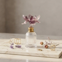 Flacon de parfum en verre cylindrique fait main Crystal Coast, conteneur vide personnalisé pour parfum, flacon cosmétique transparent côtelé avec bouchon à vis