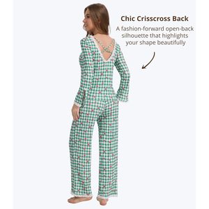 Custom Private Label Full Prints Womens Pajama Sets Long Sleeve Lace <b>Trim</b> Bamboo Sleepwear For Women Loungewear Clothing Vietnam - Product Image 2