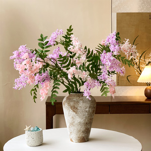 Fleurs artificielles Muyu Chronicles, branche unique de fleurs de locuste, fleurs en soie et plastique mélangées, décorations de mariage faites à la main - Product Image 1