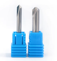 Fraiseuses de précision en carbure de tungstène à 1 dent, queue ronde, chanfrein en V, toutes tailles 4mm-10mm, pour acrylique/PVC/cuivre/aluminium (OEM)