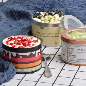 กล่องดีบุกโลหะสำหรับใส่คุกกี้บิสกิต,ภาชนะกระป๋องใส่เค้กช็อคโกแลตพร้อม Windows ทรงกลมโลโก้แบบกำหนดเองขนาด90*60 - Product Image 4