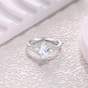 Custom Factory Supplier Bulk Fine Jewelry Trendy Rhodium Plated S925 <b>Silver</b> Cubic Zircon Wedding Engagement <b>Ring</b> Anniversary - Product Image 3