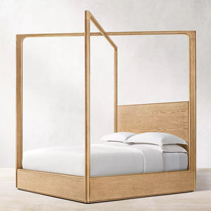 Ensemble de chambre à coucher en bois massif de style RH de luxe : lit à baldaquin en <span class=keywords><strong>tissu</strong></span> <span class=keywords><strong>BRETON</strong></span>, cadre de lit King Queen Size - Product Image 4